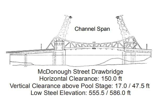 McDonough Street Drawbridge. Clearances | Bridge Calculator LLC
