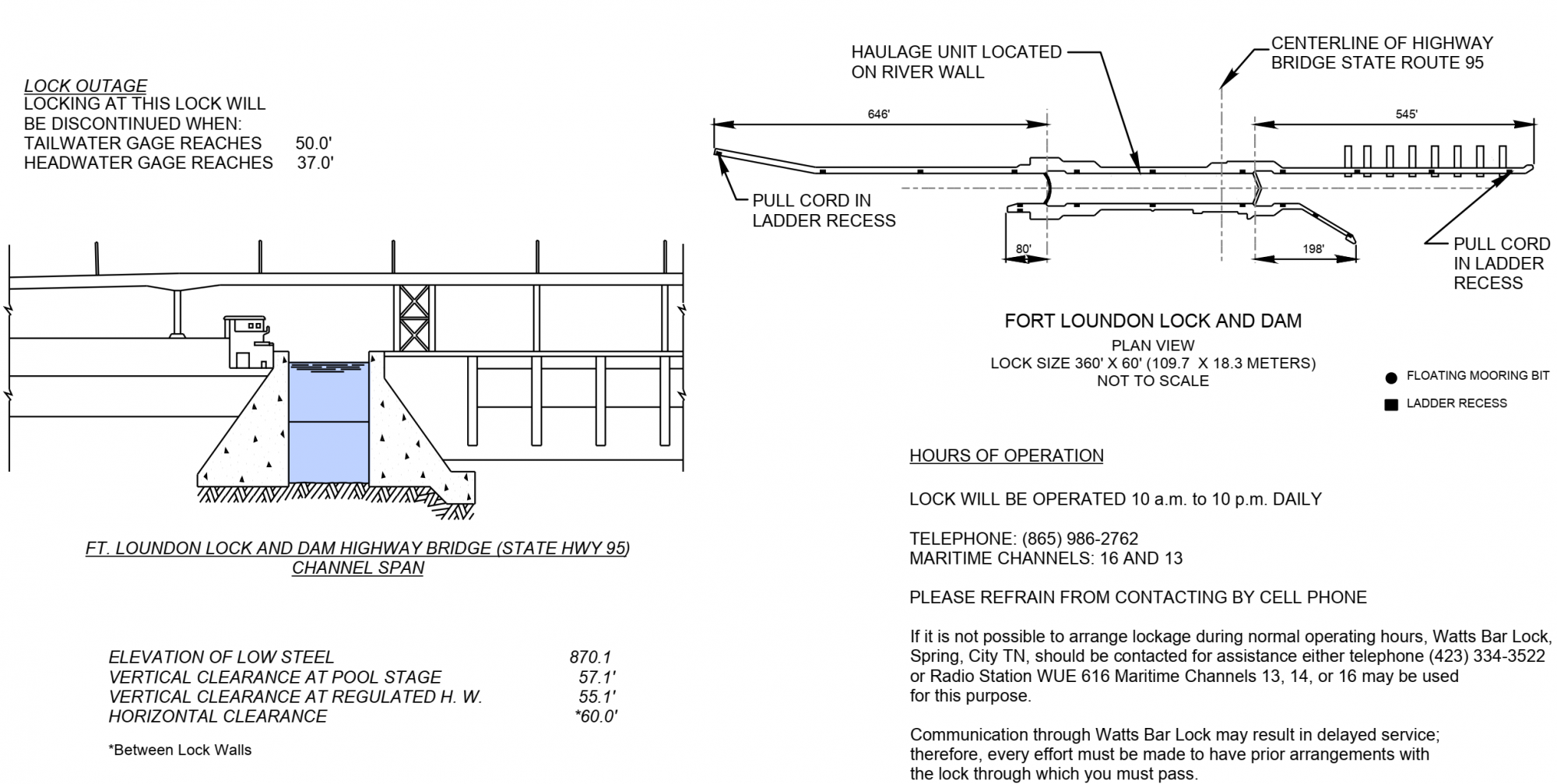 Fort Loudoun Access Bridge Clearances | Bridge Calculator LLC