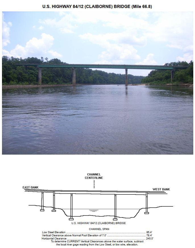 US Highway 84/12 (Claiborne Bridge) Clearances | Bridge Calculator LLC