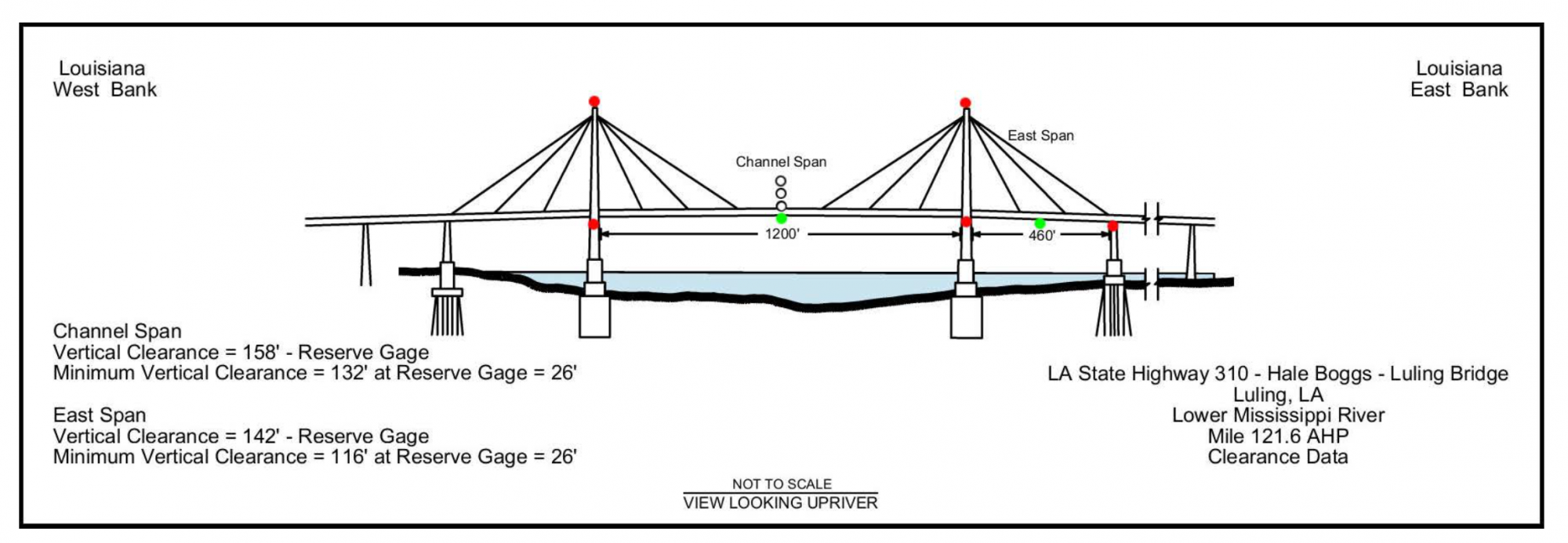 LA State Highway 310 -  Luling Bridge Clearances | Bridge Calculator LLC