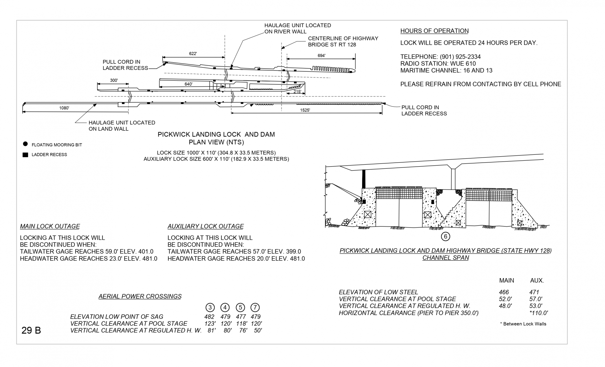 Picwick Lock & Dam Hwy. - Auxillary Clearances | Bridge Calculator LLC