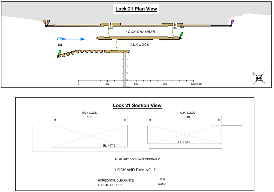 Quincy Lock & Dam No 21 Clearances | Bridge Calculator LLC