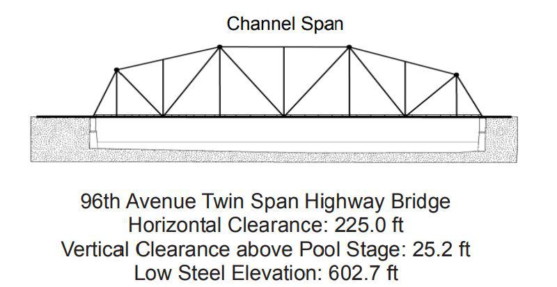 96th Ave Twin Span Hwy Bridge Clearances | Bridge Calculator LLC